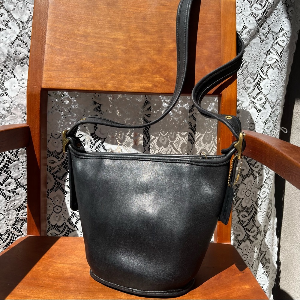 Coach Vintage Maggie 9019 Duffle Mini Bucket Bag ~ Black Leather